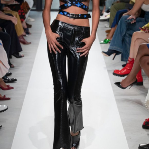 NWOT PHILOSOPHY DI LORENZO SERAFINI Crinkled Patent-faux Leather Straight Pant - Picture 4 of 11